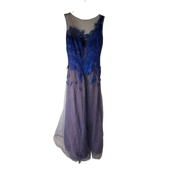 Rene Ruiz Collection For Neiman Marcus Floral Lace Illusion Organza Gown Size 3 - Picture 2 of 16